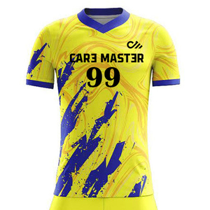 ชุดฟุตบอลคุณภาพสูงแบบใหม่สำหรับทีมและชุดกีฬา ออกแบบและโลโก้ได้ตามต้องการ สีพื้นสำหรับชุดฟุตบอลแบบ unisex - Product Image 4