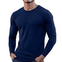 T-shirt à manches longues en coton 100% tricoté uni, imprimé avec logo personnalisé pour homme, respirant, vêtements décontractés, fournisseur OEM