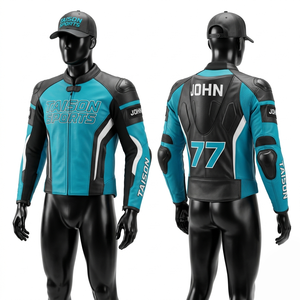 Maillot de moto en cuir véritable premium 320 GSM, design à panneaux rembourrés noir et argent, logo personnalisé embossé, coupe racing. - Product Image 4