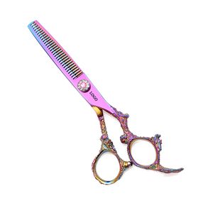 Tijeras de Peluquería Profesionales de Acero Inoxidable de 5 Pulgadas con Mango de Cerámica Afilado para Diestros, Color Morado - Product Image 5