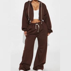 Chándal Deportivo de Alta Calidad para Mujer, Chándal Informal de Algodón 100% con Cremallera Completa, Top Corto con Capucha, Atuendo Cómodo - Product Image 3
