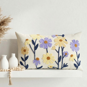 Artisan Handmade Tufted Cushion Cover Floral And Botanical Pattern Textured Eco-Friendly Tufted Pillow Case Home Decor - Product Image 2