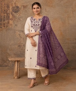 Moderne Khadi-Baumwolle mit Stickerei Salwar Kameez Dupatta Traditionelle Ethnische Kleidung für Frauen Hochzeitsoutfit 86792 BLUESTAR BS 176 - Product Image 2