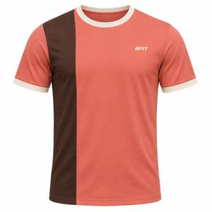 T-shirt d'entraînement à manches courtes pour homme, avec empiècements verticaux et blocs de couleur, vêtement d'équipe personnalisé, tissu jersey à séchage rapide - Product Image 1
