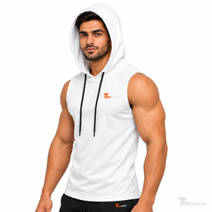เสื้อกล้ามออกกำลังกายผู้ชายแบบใหม่ปี 2026 ผ้าสแปนเด็กซ์/โพลีเอสเตอร์ พิมพ์โลโก้ได้ตามสั่ง เสื้อฮู้ดดี้ฤดูร้อนแบบเรียบ แห้งเร็ว ระบายอากาศดี ขายส่ง - Product Image 2
