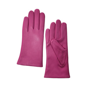 Pink Leather Wrist <b>Gloves</b> Plain Style Unlined Winter Casual Wear - Product Image 1