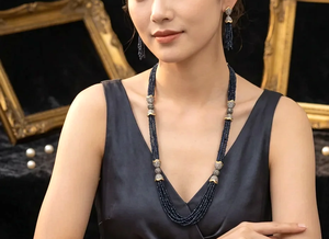 Conjunto de Collar con Piedra de Zafiro Azul Chapado en Oro con Pendientes a Juego, Joyería India Moderna para Mujer - Product Image 1