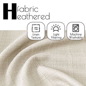 Tende in Lino Testurizzato Beige Effetto Mélange, Filtranti Luce, con Linguette Posteriori, 2 Pannelli, 96 Pollici, per Soggiorno - Product Image 3
