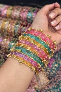 OEM ODM Bracelets en verre traditionnels style cachemiri, vente en gros, faits à la main, bijoux de mariage et de fête, ensembles de bracelets cachemiri colorés - Product Image 2