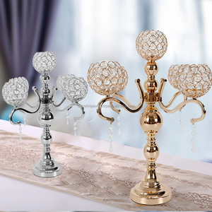 Candelabros de cristal de 5 brazos para centro de mesa, bodas, comedor - Product Image 1