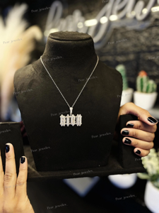 Custom Silver Letter Pendant Necklace <b>Iced</b> <b>Out</b> Rhinestone Hip Hop Statement Pendant Unisex Everyday Wear - Product Image 1