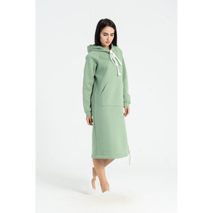 Robe Sweatshirt Décontractée à Capuche pour Femme, Vert Menthe, 100% Coton Doux, Manches Longues, Coupe Ample, Respirante, avec Poches, Collection Automne - Product Image 4