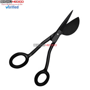 Tijeras de precisión tipo pico de pato negras de 6 pulgadas, manuales, de acero inoxidable alemán, para cirugía general, reparación de suelos y alfombras, y corte de tapetes. - Product Image 4