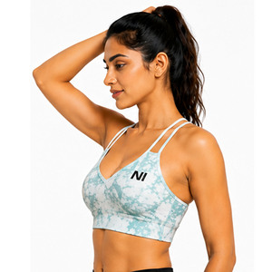 OEM seamless sports bra Scoop neck racerback Zip front medium support Breathable fitness workout wear Nofyan Ind 2026 - Product Image 4
