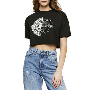 T-shirts courts en coton oversize pour femmes, nouveau design, vêtements pour femmes, crop top oversize, couleur unie, t-shirts boxy - Product Image 1