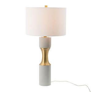 Lampada da tavolo in cemento 15x15x30 pollici con dettagli in metallo - Product Image 3