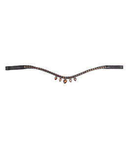 Diadema Ecuestre de Cuero Italiano de Primera Calidad con Cristales Decorativos de Colores y Logotipo Personalizado, Duradera, Negra - Product Image 2