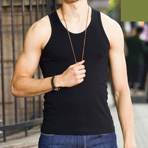 Nueva llegada, camisetas sin mangas de color naranja sólido, 100% algodón, para hombre, cuello redondo, transpirables, para correr, deportivas. - Product Image 5