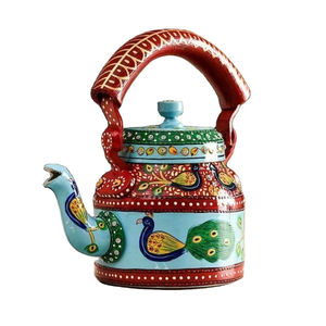 กาน้ำชาตกแต่งทำมือรักษ์โลกขายดีอันดับต้นๆ ดีไซน์ลายดอกไม้สีสันสดใส ลวดลายอินเดียดั้งเดิม สำหรับเทศกาลดีวาลี - Product Image 1