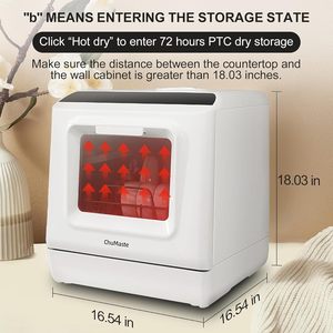 Lave-vaisselle de comptoir, Lave-vaisselle de comptoir avec réservoir d'eau, Lave-vaisselle avec 5 programmes de lavage - Product Image 3