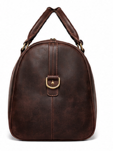 Bolsa de Deporte de Cuero Genuino Vintage, Bolsa de Viaje de Lujo para Fin de Semana, Bolsa de Gimnasio con Cierre de Cremallera, Portátil, de Gran Capacidad para Hombre - Product Image 6
