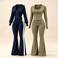 Ensemble de survêtement 2 pièces pour femme, veste zippée et pantalon, idéal pour les grandes tailles, avec logo personnalisé, pour le sport et les loisirs
