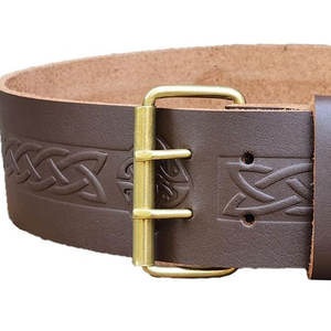 Cinturón de Cuero 100% de Alta Calidad para Vestido Tradicional Escocés de las Tierras Altas, con Nudo Celta, Color Marrón, Venta al por Mayor, OEM, ODM - Product Image 2