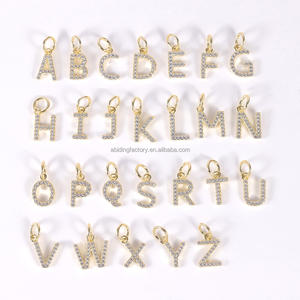 Colgante de dijes iniciales de letras del alfabeto de moissanita blanca personalizada chapada en oro de Plata de Ley 925 para pendientes de collar DIY - Product Image 5