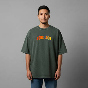 350 GSM Blank <b>Box</b> Tee T-Shirt for Men <b>Drop</b> Shoulder Boxy Fit Crop Oversized Heavyweight Knitted Fabric Formal T-Shirt - Product Image 5