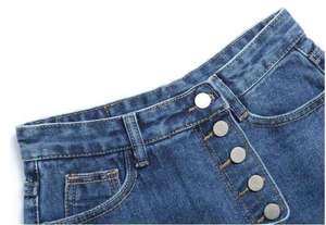 Shorts en jean pour femme personnalisés, taille haute, coupe droite ample, style rétro, streetwear d'été, décontracté, style bermuda, respirant, en coton - Product Image 3