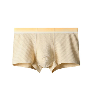 Men's Mid-Rise <b>Boxer</b> Briefs Solid Color Knitted 100% Cotton Breathable Underwear Adult Size - Product Image 2