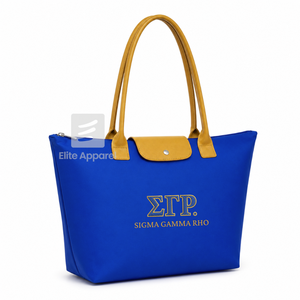 Sac fourre-tout personnalisé Sigma Gamma Rho Sorority, bleu et or, logo brodé, grande capacité, usage quotidien, en cuir, pour femme - Product Image 2