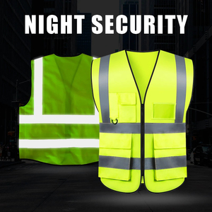 Red Reflective Safety Vest with <b>Adjustable</b> <b>Straps</b> and Multiple Pockets for High Visibility Workwear - Product Image 6