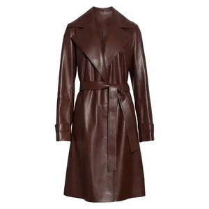 Custom Women's Long Leather Jacket Premium Autumn Waterproof Breathable Leather Jacket OEM ODM Custom Fashion - Product Image 3