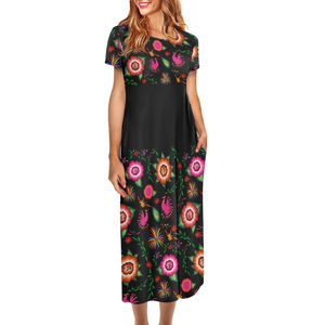 Robes mexicaines traditionnelles en coton, colorées, brodées, en dentelle crochet, à manches longues, vente en gros - Product Image 6