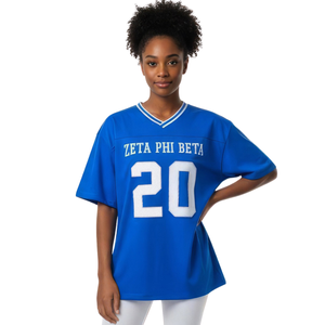 Camiseta de Fútbol Oversize Zeta Phi Beta Azul Rey para Mujer, Camisa con Letras Griegas ZPB de Chenilla, Ajuste Casual, Ropa de Sororidad - Product Image 3