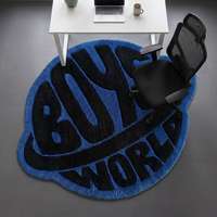 Tapis de sol antidérapant en laine tuftée à la main, motif géométrique mondial, bleu, pour salon, chambre à coucher, chambre d'enfant, décoration haut de gamme pour garçons