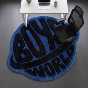 Alfombra de Lana Antideslizante con Diseño Geométrico, Hecha a Mano, para Niños, Color Azul, para Sala de Estar, Dormitorio o Habitación Infantil - Product Image 2