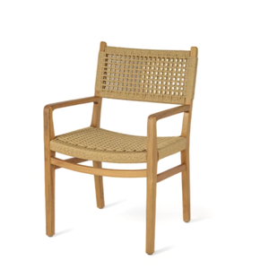 Modern Patio Garden <b>Chair</b> Teak Wood Skeleton UV Protected Rope Seat Durable Outdoor Hospitality Use - Product Image 1