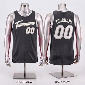 Maillot de basket personnalisé pour homme, sans manches, noir et blanc, sublimé, en mesh respirant, unisexe, coupe classique pour adulte - Product Image 1