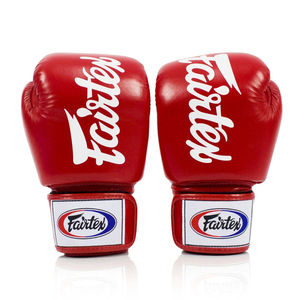 Gants de boxe professionnels Fairtex les plus vendus, en cuir véritable, pour l'entraînement et le sparring de Muay Thai, gants de compétition rouges avec sangle - Product Image 1
