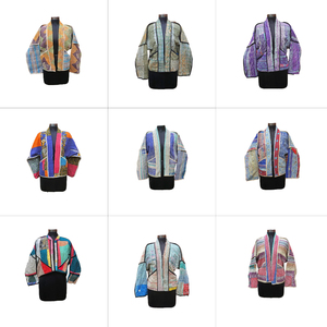 Ethnic Summer/Winter Spring Autumn Knitted <b>Kantha</b> <b>Jacket</b> 100% Cotton V-neck Full Sleeve Breathable Quick Dry Eco-Friendly - Product Image 1