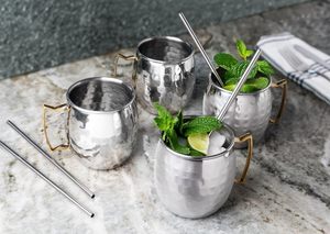 Hot Selling 450ml Round Shape Hammered Moscow Mule Mug Stainless Steel for <b>Cold</b> Beverages Mocktail Cocktail Drinking <b>Cups</b> - Product Image 5