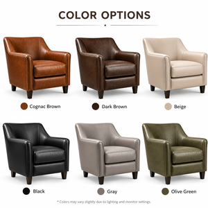 Genuine Leather Mid Century Modern Accent Armchair Single Sofa <b>Chair</b> Modern Luxury Design Durable Living Apartment Dining Gym - Product Image 5