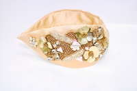 Serre-tête unisexe américain de haute qualité, broderie noire faite à la main, feuille d'étoile dorée, sequins, fleurs élégantes, accessoire de mode pour femme