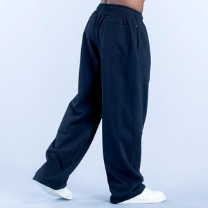 Pantalon de survêtement pour homme, bleu marine, taille élastique, tissu tricoté décontracté, respirant, pour l'automne - Product Image 4