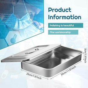 2 Plateaux Médicaux Chirurgicaux Manuels en Acier Inoxydable 201 Certifiés CE, Organisateur de Plateaux pour Instruments Dentaires, Support Métallique Stérilisé - Product Image 3