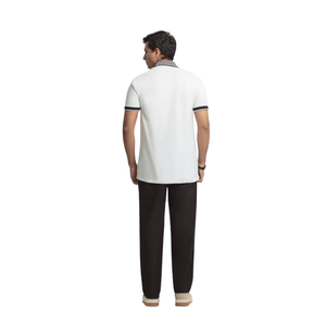 Chemise en jersey de coton blanc pour homme, manches courtes, coupe classique, respirante, décontractée, pour le golf, le bureau, l'été, au quotidien - Product Image 2