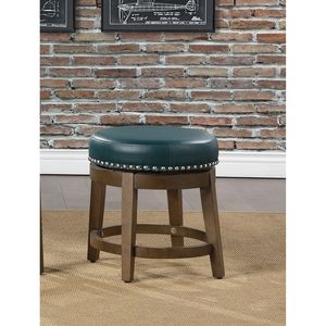 Set di 2 sgabelli girevoli a 360 gradi in ecopelle verde con struttura in legno massello con finitura marrone mobili da sala da pranzo con finiture a coda - Product Image 2