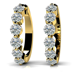 Boucles d'oreilles créoles de luxe en or pur 14 carats avec diamants de laboratoire essentiels de 1/2 carat, idéales pour un mariage ou comme cadeau - Product Image 1